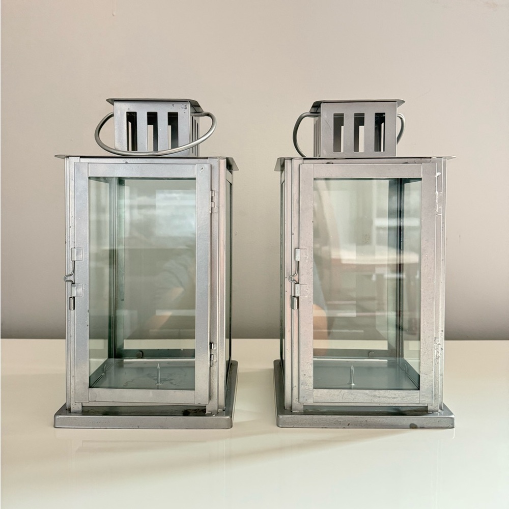 In-Lites Metal Candle Holder Lanterns Set of 2